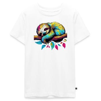 Faultier - Teenager Premium Bio T-Shirt - Weiß - Vorne - AI Model Teenager Male light (155cm)