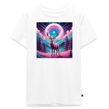 Deer on the mountain - Teenager Premium Organic T-Shirt - white - Front - AI Model Teenager Male light (155cm)