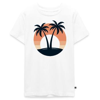 Retro Sunset Palm Trees Beach Vacation Tropical - Teenager Premium Organic T-Shirt - white - Front - AI Model Teenager Male light (155cm)