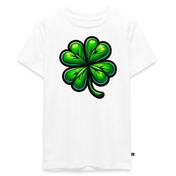 Four-leaf clover - Teenager Premium Organic T-Shirt - white - Front - AI Model Teenager Male light (155cm)