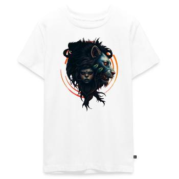 The symbiosis of strength and grace - Teenager Premium Organic T-Shirt - white - Front - AI Model Teenager Male light (155cm)