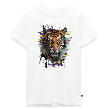 Regard de Tigre : Symphonie Chromatique - T-shirt Premium bio Ado - blanc - Devant - AI Model Teenager Male light (155cm)