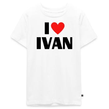 I love Ivan Rotes Herz Liebe Fan Geschenk - Teenager Premium Bio T-Shirt - Weiß - Vorne - AI Model Teenager Male light (155cm)