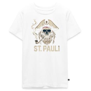 St.Pauli Kiez Hamburg Totenkopf Sankt Pauli - T-shirt Premium bio Ado - blanc - Devant - AI Model Teenager Male light (155cm)