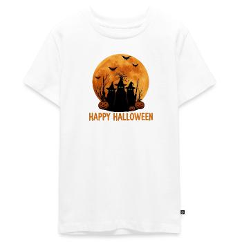 Witch Cult Halloween Motif Print - Teenager Premium Organic T-Shirt - white - Front - AI Model Teenager Male light (155cm)