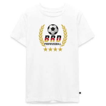 Deutschland Fußballshirt – BRD Profifußball Fan - Teenager Premium Bio T-Shirt - Weiß - Vorne - AI Model Teenager Male light (155cm)