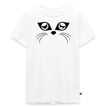 Yeux de chat (noir) - T-shirt Premium bio Ado - blanc - Devant - AI Model Teenager Male light (155cm)