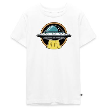 UFO Light Beam Cartoon - Teenager Premium Organic T-Shirt - white - Front - AI Model Teenager Male light (155cm)