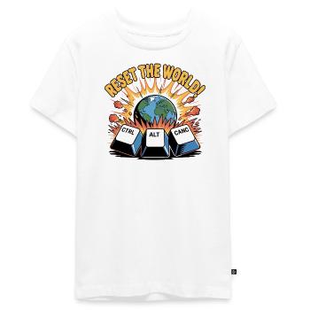 Reset the World Keyboard Reboot - Teenager Premium Bio T-Shirt - Weiß - Vorne - AI Model Teenager Male light (155cm)