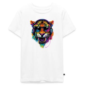 Säbelzahntiger Smilodon Raubkatze Säbelzahn Tiger - Teenager Premium Bio T-Shirt - Weiß - Vorne - AI Model Teenager Male light (155cm)