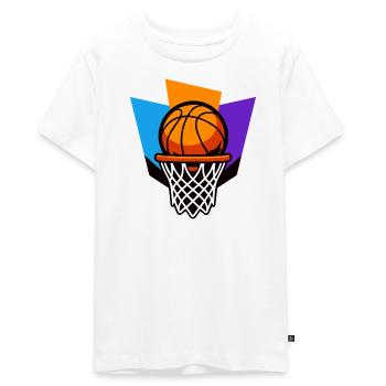 Basketballkorb-Grafik-Dunk-Design - Teenager Premium Bio T-Shirt - Weiß - Vorne - AI Model Teenager Male light (155cm)