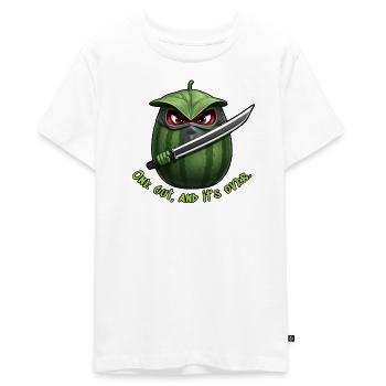 Wassermelone Ninja: Ein Schnitt Ende - Teenager Premium Bio T-Shirt - Weiß - Vorne - AI Model Teenager Male light (155cm)