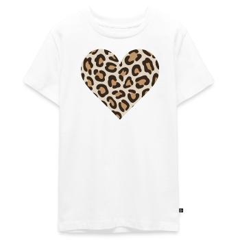 Leopard Heart Print - Teenager Premium Organic T-Shirt - white - Front - AI Model Teenager Male light (155cm)