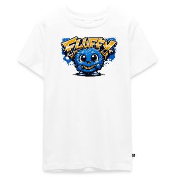 Mascotte bleue Graffiti duveteuse - T-shirt Premium bio Ado - blanc - Devant - AI Model Teenager Male light (155cm)