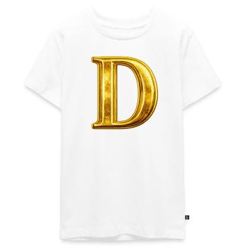 Gold D Monogram - Teenager Premium Organic T-Shirt - white - Front - AI Model Teenager Male light (155cm)