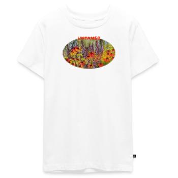 Indompté - Prairie vibrante d’échinacées sauvages - T-shirt Premium bio Ado - blanc - Devant - AI Model Teenager Male light (155cm)