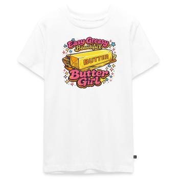Butter Girl Retro Pop-Art-Illustration - Teenager Premium Bio T-Shirt - Weiß - Vorne - AI Model Teenager Male light (155cm)
