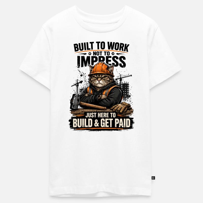 Chat de la construction : Construire et être payé - T-shirt Premium bio Ado - blanc
