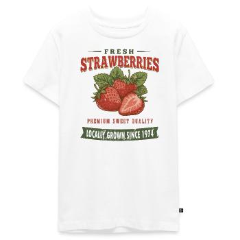 T-shirt vintage Erdbeer, style fraise sucrée - T-shirt Premium bio Ado - blanc - Devant - AI Model Teenager Male light (155cm)