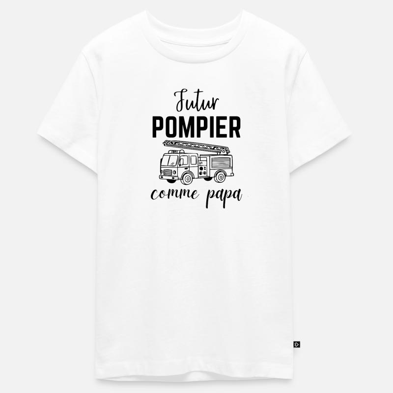 Futur pompier comme papa Cadeau Garçon et Bébé - T-shirt Premium bio Ado - blanc