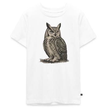 Eule - Teenager Premium Bio T-Shirt - Weiß - Vorne - AI Model Teenager Male light (155cm)