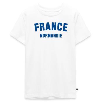 NORMANDIE, France - T-shirt Premium bio Ado - blanc - Devant - AI Model Teenager Male light (155cm)