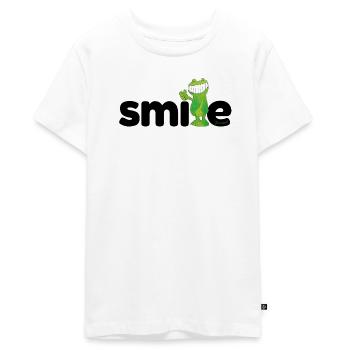Janosch Günter Kastenfrosch Smile-Design - Teenager Premium Bio T-Shirt - Weiß - Vorne - AI Model Teenager Male light (155cm)