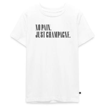 no pain - Teenager Premium Organic T-Shirt - white - Front - AI Model Teenager Male light (155cm)