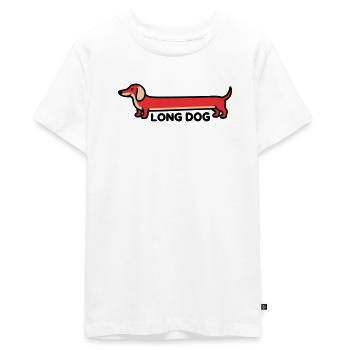 Un long chien teckel qui dit drôle - T-shirt Premium bio Ado - blanc - Devant - AI Model Teenager Male light (155cm)