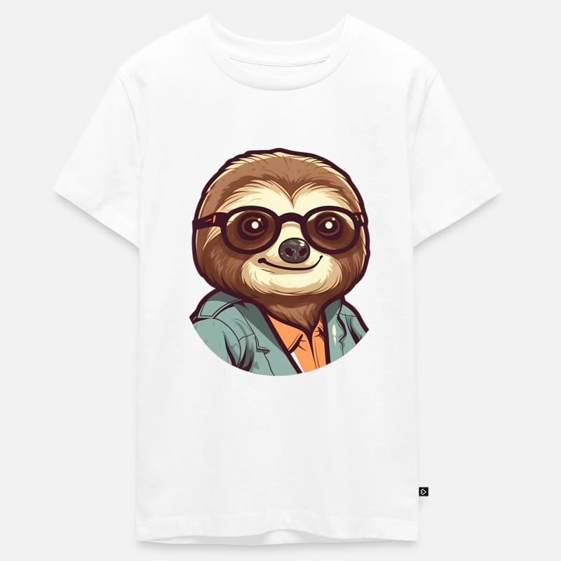 Sloth Geek - T-shirt Premium bio Ado - blanc