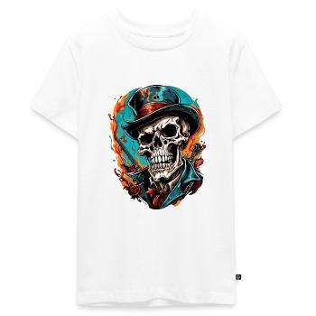Skull / Skull / Skeleton / Gothic / Tattoo - Teenager Premium Organic T-Shirt - white - Front - AI Model Teenager Male light (155cm)