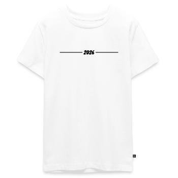2026 - Jahr - Linie - Jahreswechsel - Teenager Premium Bio T-Shirt - Weiß - Vorne - AI Model Teenager Male light (155cm)
