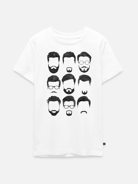 Bart- und Haarschnitt Muster - Teenager Premium Bio T-Shirt - Weiß
