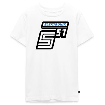 Simson S51 Elektronik Emblem (Farben änderbar) - Teenager Premium Bio T-Shirt - Weiß - Vorne - AI Model Teenager Male light (155cm)