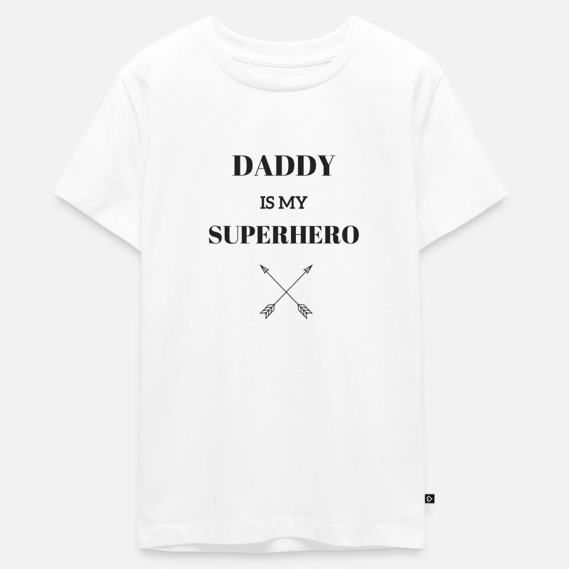 DADDY EST MON SUPERHERO / FLÈCHE - T-shirt Premium bio Ado - blanc