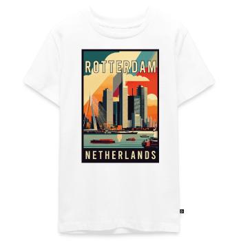 Vivez le magnifique Rotterdam aux Pays-Bas - T-shirt Premium bio Ado - blanc - Devant - AI Model Teenager Male light (155cm)