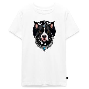 Mon roi le Pitbull - T-shirt Premium bio Ado - blanc - Devant - AI Model Teenager Male light (155cm)