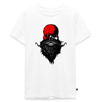 tete de mort Schädel Glatze hipster Bart barb - Teenager Premium Bio T-Shirt - Weiß - Vorne - AI Model Teenager Male light (155cm)