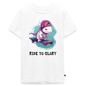 Reiten Sie zum Ruhm - Teenager Premium Bio T-Shirt - Weiß - Vorne - AI Model Teenager Male light (155cm)