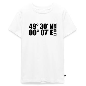 Coordonnées du Havre - T-shirt Premium bio Ado - blanc - Devant - AI Model Teenager Male light (155cm)