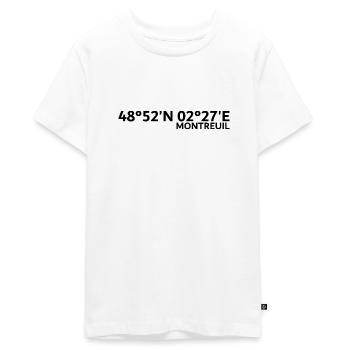 Coordonnées de Montreuil - T-shirt Premium bio Ado - blanc - Devant - AI Model Teenager Male light (155cm)