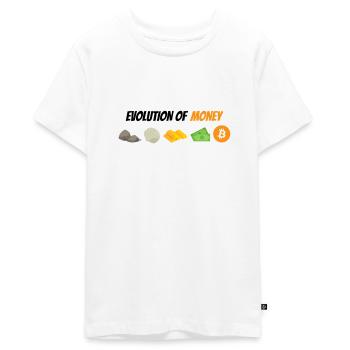Evolution des Geldes - Teenager Premium Bio T-Shirt - Weiß - Vorne - AI Model Teenager Male light (155cm)