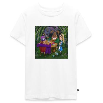 Alice au pays des merveilles thé pary - T-shirt Premium bio Ado - blanc - Devant - AI Model Teenager Male light (155cm)