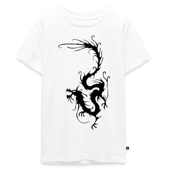 Dragon de fumée noire - T-shirt Premium bio Ado - blanc - Devant - AI Model Teenager Male light (155cm)
