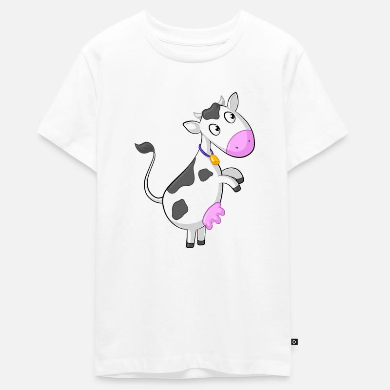 bande dessinée de vache curieuse - T-shirt Premium bio Ado - blanc