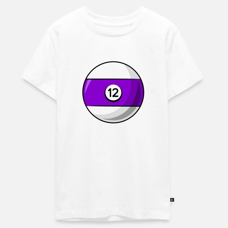 Boule de billard 12 Billard violet douze - T-shirt Premium bio Ado - blanc