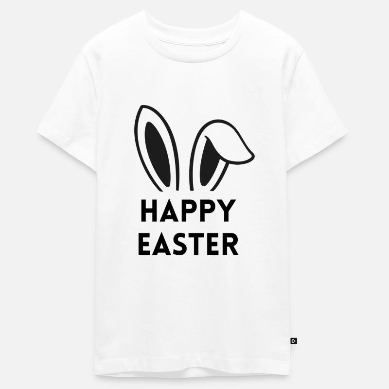 Joyeuses Pâques - avec des oreilles de lapin - T-shirt Premium bio Ado - blanc