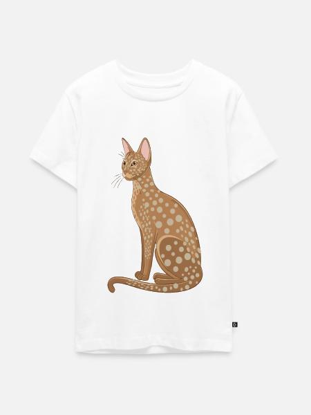 Katze mit Punkten - Teenager Premium Bio T-Shirt - Weiß