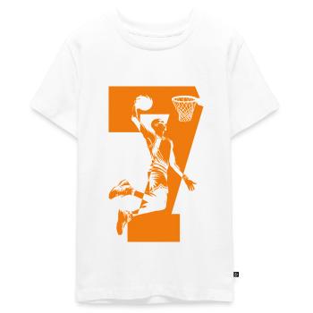 NUMMER 7 BASKETBALL 7. GEBURTSTAG - Teenager Premium Bio T-Shirt - Weiß - Vorne - AI Model Teenager Male light (155cm)