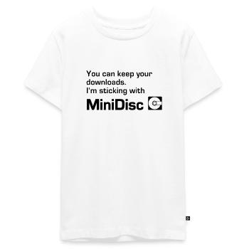 Minidisc. You Can Keep Your Downloads - Teenager Premium Organic T-Shirt - white - Front - AI Model Teenager Male light (155cm)